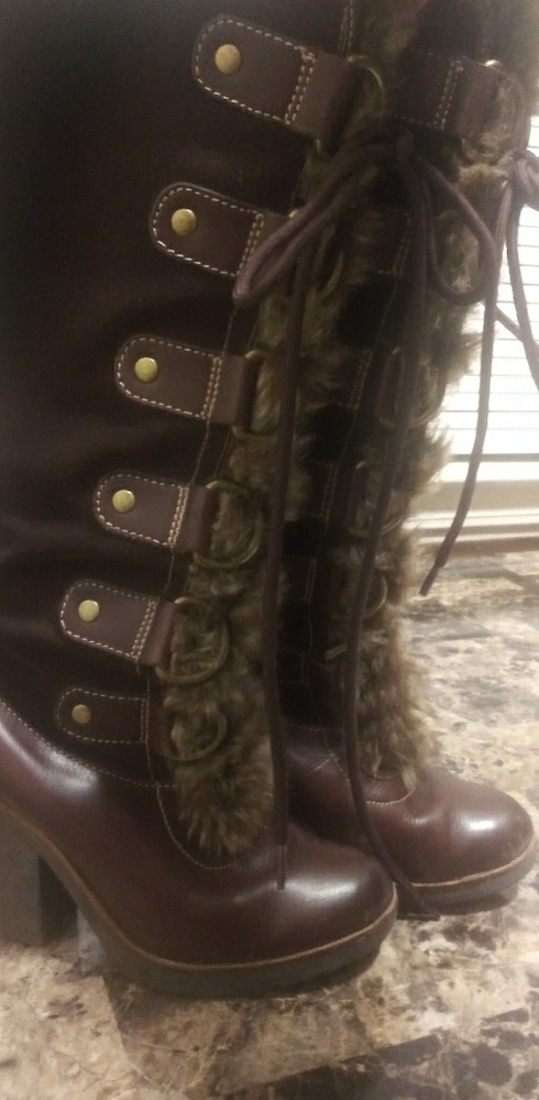 Lucky brand LK-eve suede leather fur boots